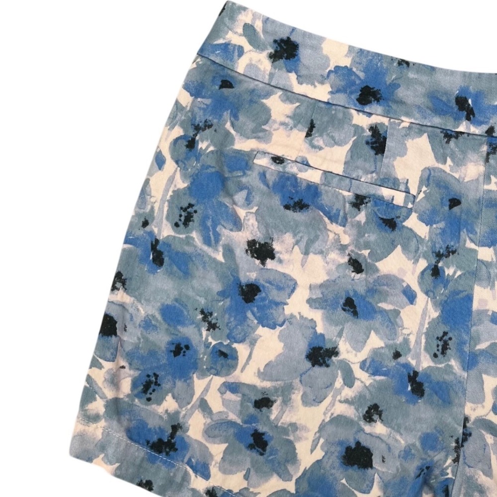 J.Crew Floral Chino Shorts Womens 4 Blue White Good Watercolor Print Stretch - Picture 7 of 7